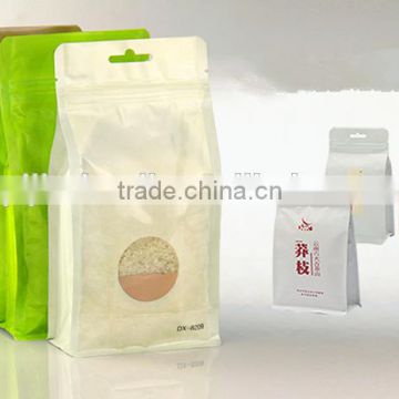 High-grade aluminum zipper eight side seal plastic bag with a lip window and hanger hole