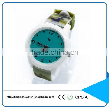 silicone camouflage strap wristwatch quartz stainless steel back watch