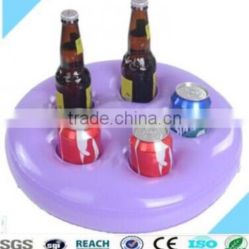 Eco-friendly pvc inflatable floating drink holder for five bottles