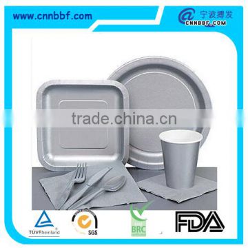 Disposable silver paper cup plate napkin party tableware