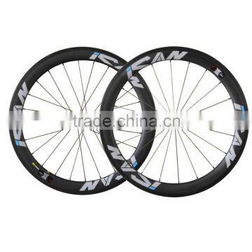Hot sale 56mm 700c road carbon wheels clincher bicycle wheelset with novatec hub,Sapim spokes