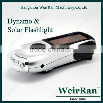 (160192) Portable energy saving plastic dynamo rechargeable solar torch led