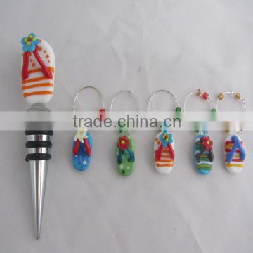 2014 wedding wine glass charms,murano glass wine charms,wholesale wine charm rings