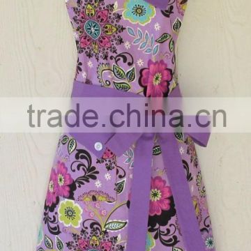 Women's Floral Apron, Retro Style Apron,Full Apron,Orchid Apron,Purple Apron, Flowers , KitschNStyle