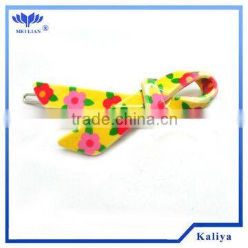 YELLOW RIBBON SHAPE PLASTIC METAL HAIR CLIPS FOR GIRLS , HOT SELL 2013