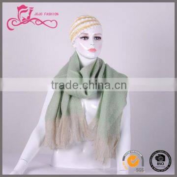 Factory prices latest women's warm woven acrylic winter scarf with fringe