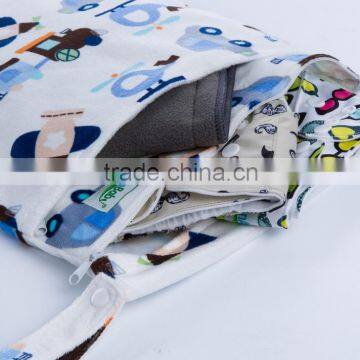 Two Pockets Printed Biaper Bag Washable Wetbag With Zipper photo-4