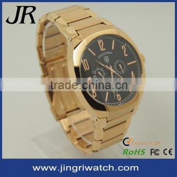 stainless steel watch bands dual time chronograph wrist quartz sports watch mens gold watches