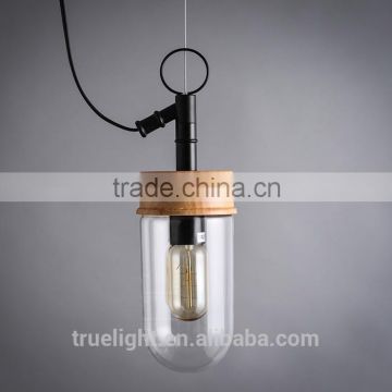 industrial iron and glass pendant lamp with 1 light for shops china supplier