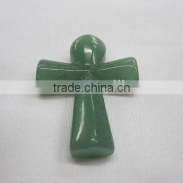 Cross pendant green aventurine pendant fittings gemstone jewellery