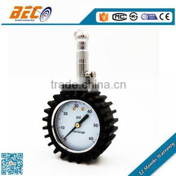 BECO 2" Tire Pressure Gauge 360 Degree Swivel Chuck for SUV, Truck Etc. Samples Ready