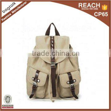 BP010MX Fashion Khaki Durable High Quality Custom Canvas Pocket Padded Backpack