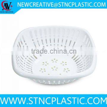 Flower Round Bottom Square Plastic Serving Basket, White Strainers