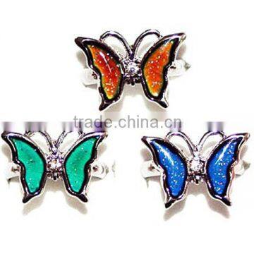 Different Elegant Shaped Butterfly Rings 12 Colors Mood Ring for Sale