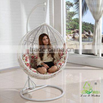 New Trendy Indoor Outdoor Bedroom Balcony Resin Plastic PVC PE Rattan Wicker Single Seat Swing Chair photo-6