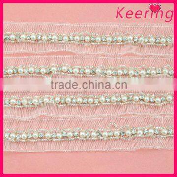 high quality custome pearl bridal beaded trimming for garment WTP-1270