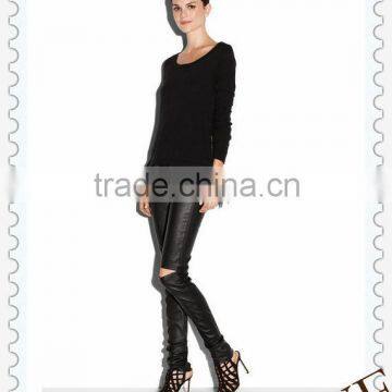 Alibaba China wholesale Lady Autumn Fashion Design black High Quality Ostrich Plume Sweater ,OEM ONLY!