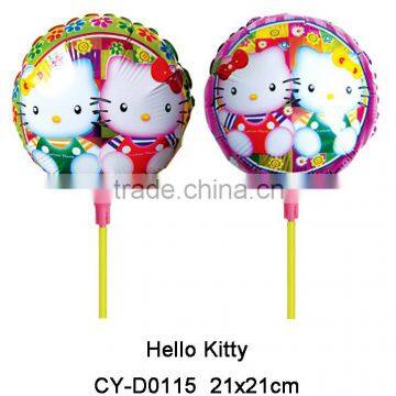 2016Hot sale cup stick Hello kity shaped foil balloon for party decoraion