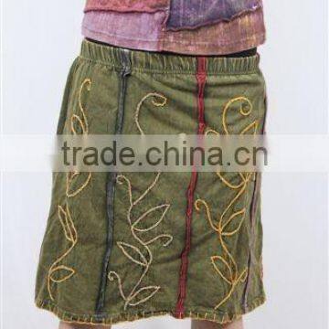 SHSK250 cotton jersey skirt with hand work stone wash price $5.5