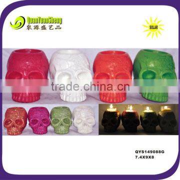 Halloween paillette skull candle holder for halloween festival decoration