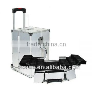 Professional Rolling Makeup Case with Dividers| Aluminum trolley makeup case ZYD-LG29