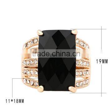1 Dollar Items Zinc Alloy Black Gemstone Single Stone Gold Ring for Women photo-3