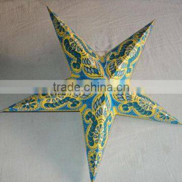 glitter printed paper star lamps indian