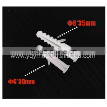 PE Plastic expansion tube 500Pcs 8mm Pipe Screw White Plastic Expand Tube Wall Plugs nylon bulge anchor the rubber plug