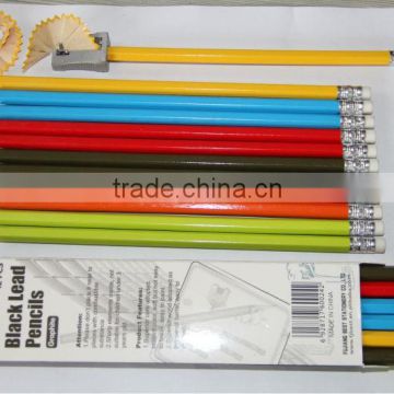 7 Inches HB Pencil With Eraser In Color Box Packing/ Lead Standard Pencil With White Erase Hexagonal Shape Bass Wood