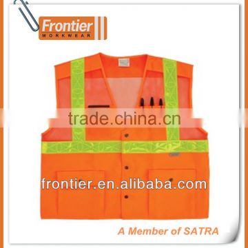 Popular Flourscent Hi-vis Safety Vest with pockets with zipper