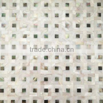 White chinese river shell mosaic black lip seashell wall tile