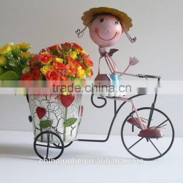 New Bicycle Design Metal Doll With Flower Pot for Decoration photo-2