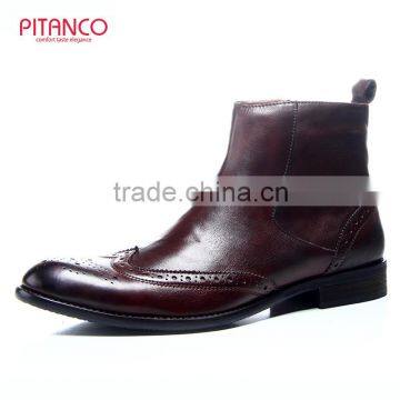 British style brush color cowhide brogues mens boots