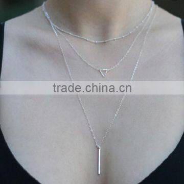 Factory wholesale fashion hollow triangle multilayer pendant necklace