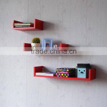 U shape MDF floating wall shelf,wooden wall shelf mdf cube shelf for livingroom