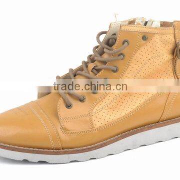 Latest design punching leather upper hidden platform men shoes casual 2016