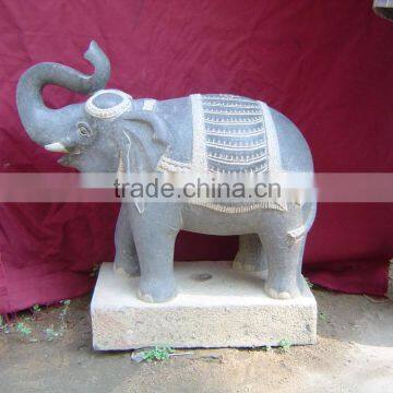 Antique Elephant Statue Hand Carved Marble Stone Sculpture For Garden, Hotel, Resort And Restaurant