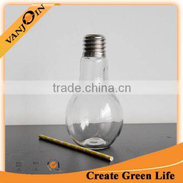 500ml Bulb Glass Juice Bottles With Brass Screw Lid photo-5