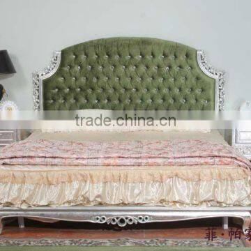 Neoclassical Furniture Silver Foil Leaf Gilding Hand Carved Bed photo-5