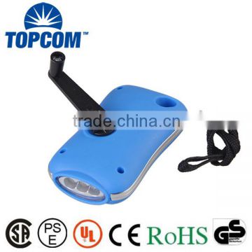 3 LED Light Small Blue Flat Plastic Dynamo Flashlight for Promotion