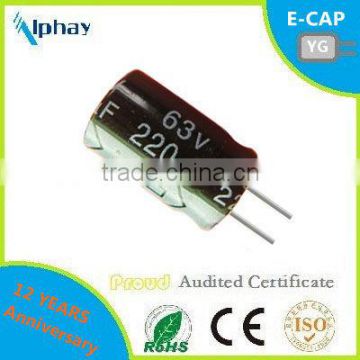 220uF 63v 10X16 20% Low ESR aluminum electrolytic capacitor manufacturer