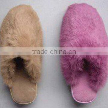 Ladies rabbit fur slippers