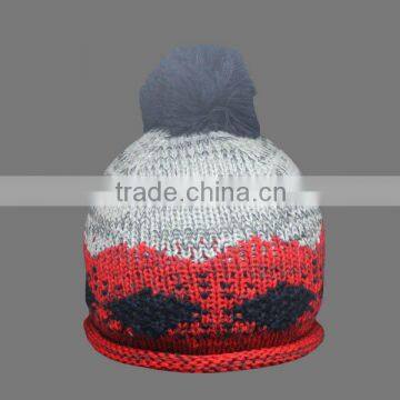 CUSTOM KNITTED FLEECE POLAR LINING FUNNY BEANIE WINTER HAT FOR LADY HAT