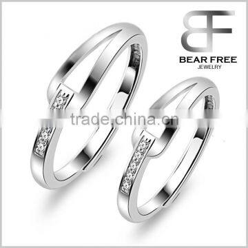 2015 fashion cubic zirconia engagement couple rings 925 sterling silver wedding band ring