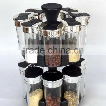 TW976 16pcs glass spice jar set with plastic stand