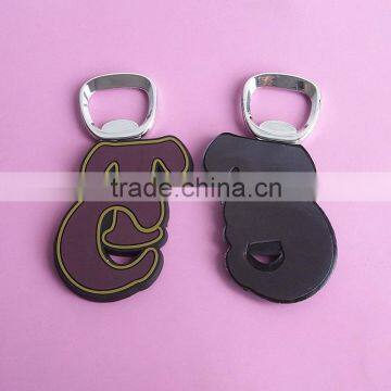 die cut letter TC logo pvc rubber magnetic bottle opener