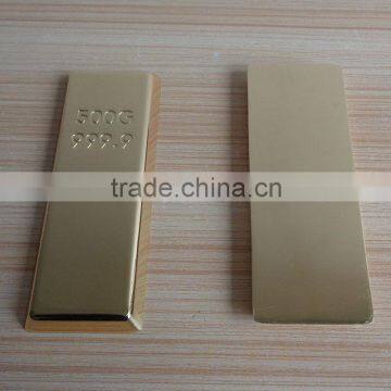 10mm thickness gold bar custom metal paperweight