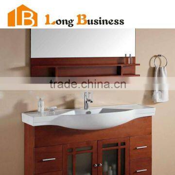 LB-JX2056 PVC modern bathroom mirrored cabinet with ceramic basin