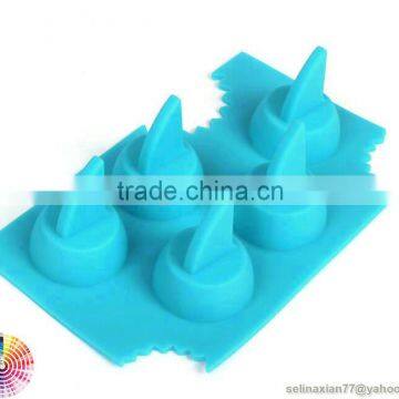 5 Cavity Silicone Drink Ice Tray Cool Shark Fin Shape Ice Cube Tray Freeze Mold Ice Maker Mold photo-4