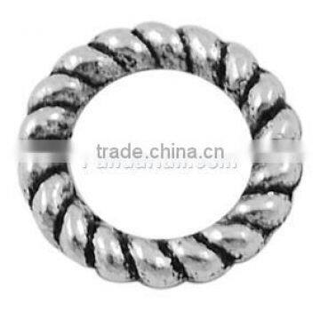 Tibetan Silver Beads, Lead Free, Ring, Antique Silver Color, about 9.5mm in diameter, 1.5mm thick, hole: 6mm. (LF10218Y)